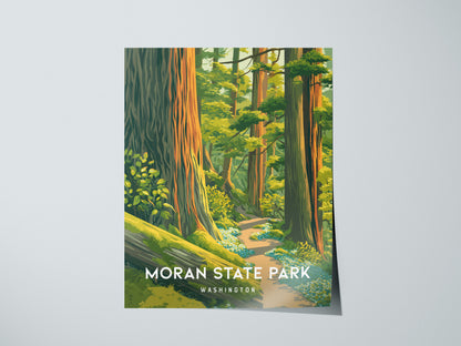 Moran State Park, Washington Poster | Mountain Lake & Evergreen Forest Wall Art — giclée print detail on matte paper