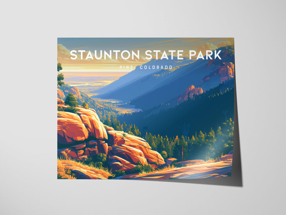 Staunton State Park Landscape Poster | Pine, Colorado Framed or Unframed Vacation Wall Art — giclée print detail on matte pap