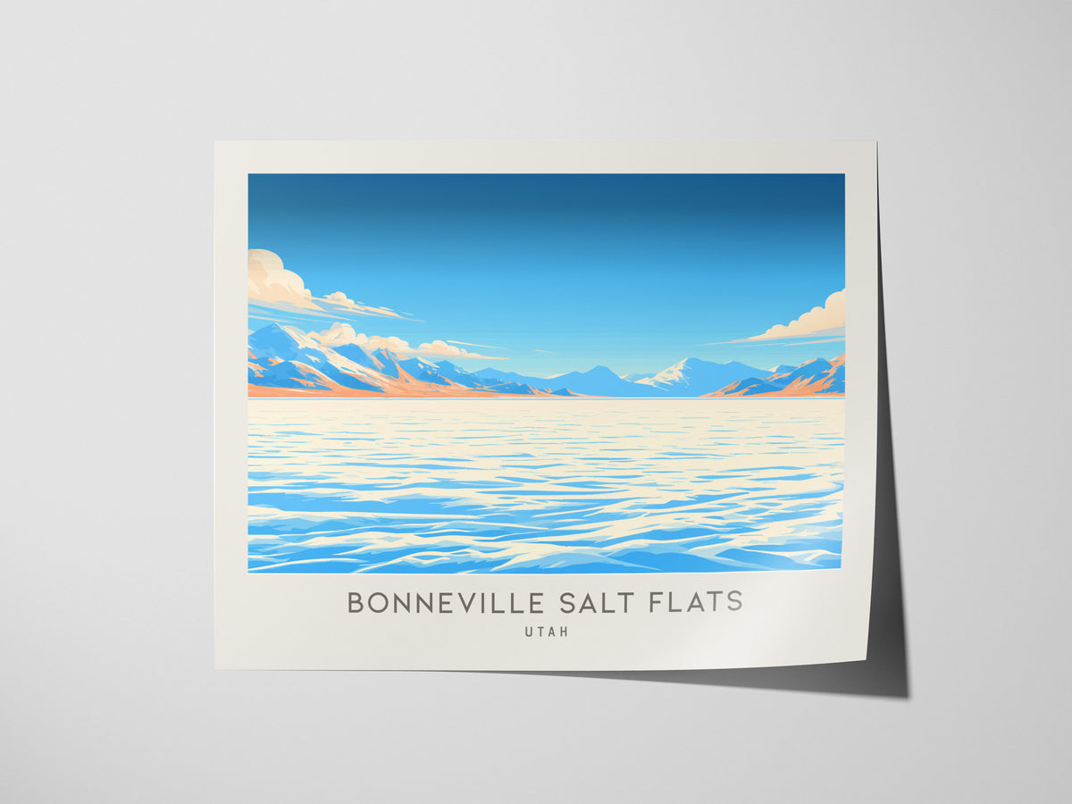 Bonneville Salt Flats Landscape Matte Border Poster | Utah Travel Gift Framed or Unframed — giclée print detail on matte pape