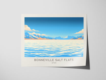 Bonneville Salt Flats Landscape Matte Border Poster | Utah Travel Gift Framed or Unframed — giclée print detail on matte pape
