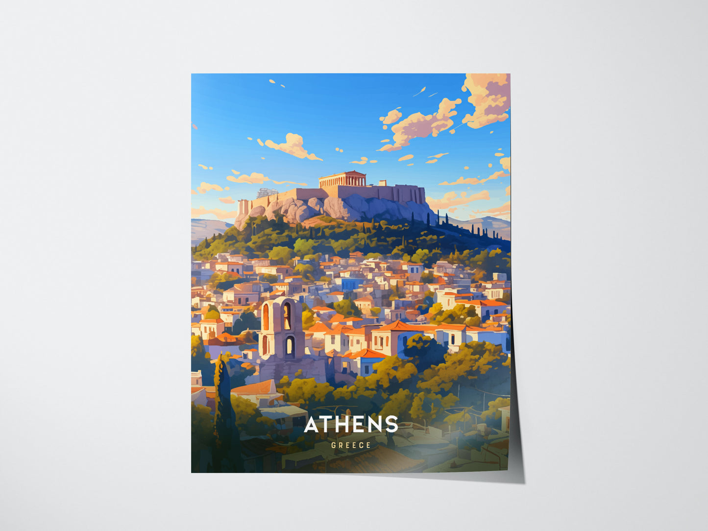 Athens Greece Acropolis & Parthenon Poster | Historic Europe Travel Print Wall Art
