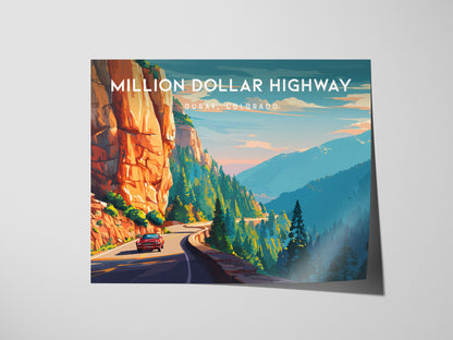 Million Dollar Highway Landscape Poster | Ouray, Colorado Framed or Unframed Alpine Road Art — giclée print detail on matte p