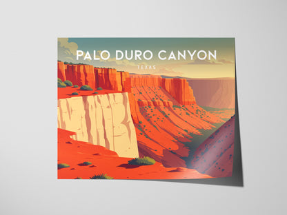 Palo Duro Canyon, Texas Landscape Poster | Framed or Unframed Canyon Wall Art — giclée print detail on matte paper