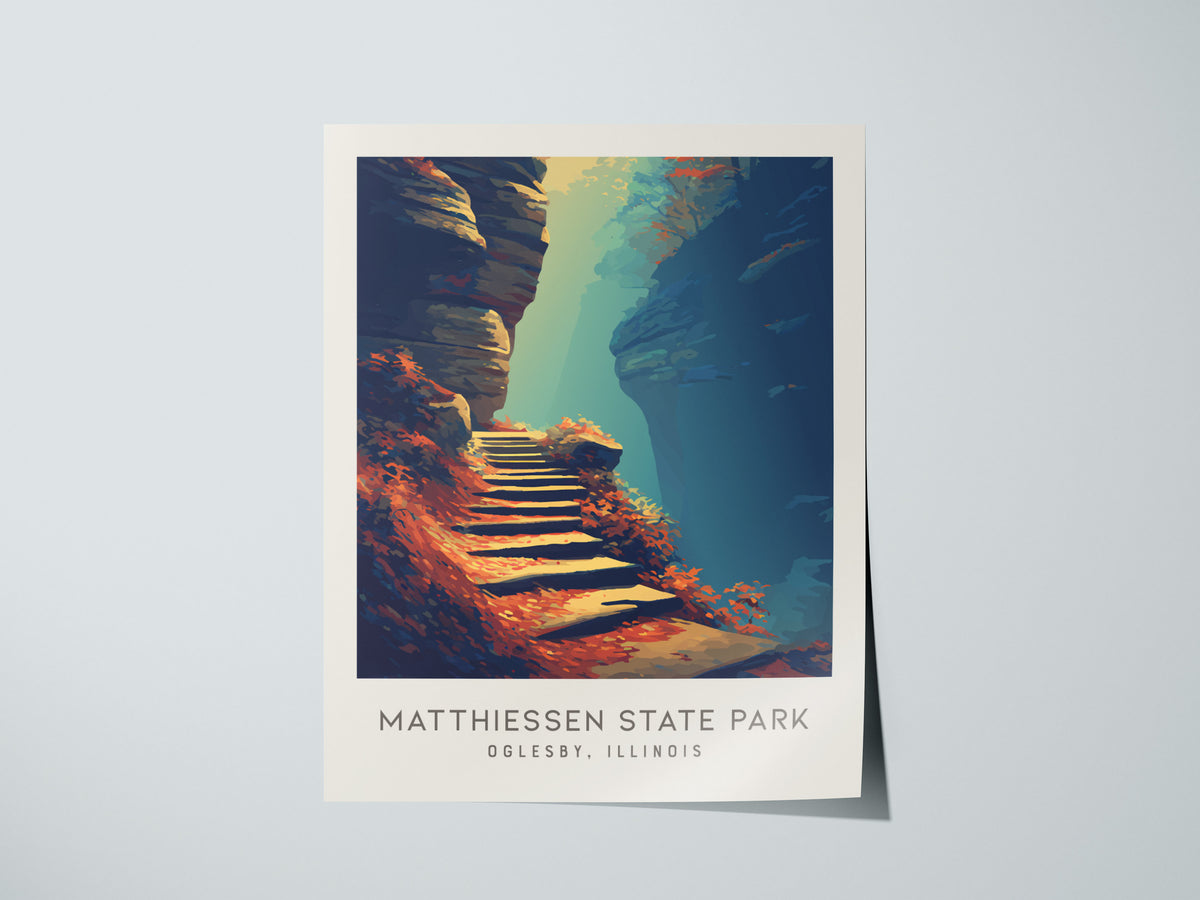 Matthiessen State Park Matte Border Poster | Oglesby, Illinois Destination Print Travel Wall Art — giclée print detail on mat
