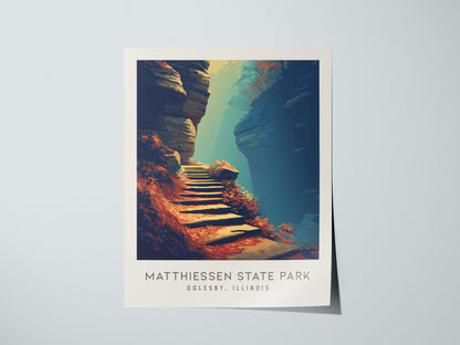 Matthiessen State Park Matte Border Poster | Oglesby, Illinois Destination Print Travel Wall Art — giclée print detail on mat