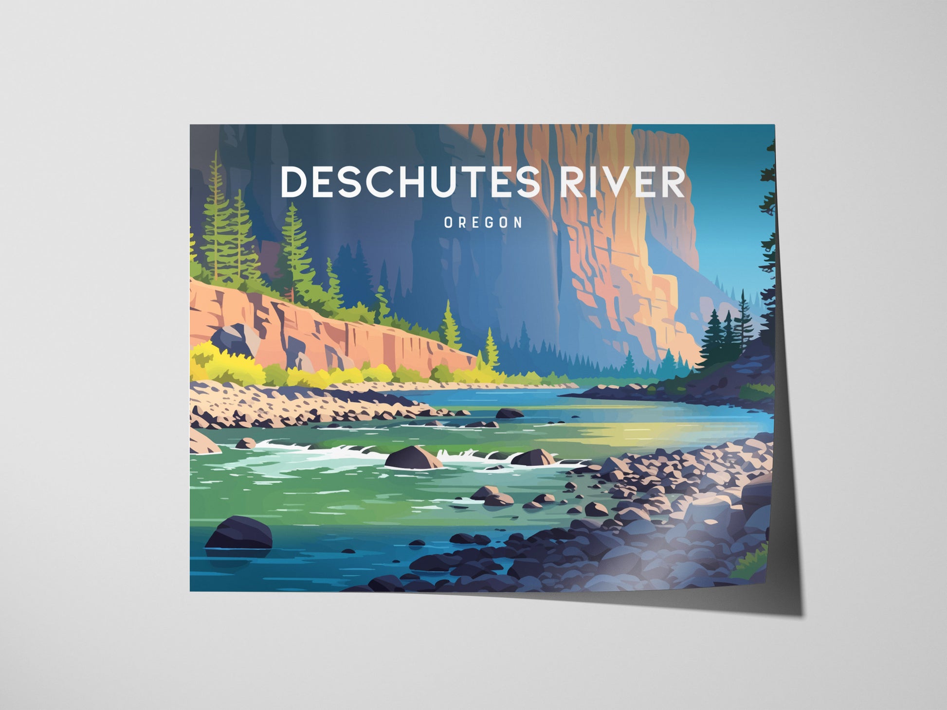 Deschutes River, Oregon Landscape Poster | Destination Print Travel Gift Wall Art — giclée print detail on matte paper