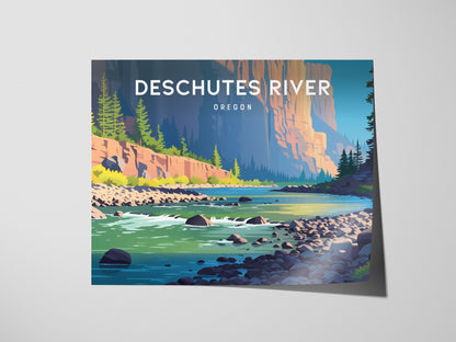 Deschutes River, Oregon Landscape Poster | Destination Print Travel Gift Wall Art — giclée print detail on matte paper