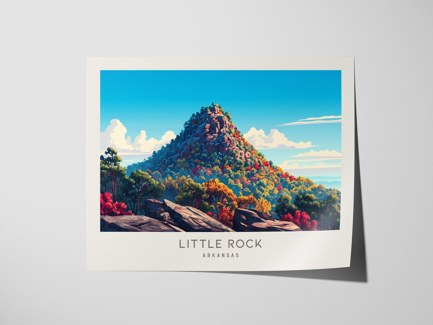 Little Rock Landscape Matte Border Poster | Arkansas Travel Wall Art — giclée print detail on matte paper