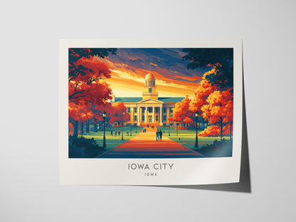 Iowa City Landscape Matte Border Poster | Iowa Framed or Unframed Travel Gift — giclée print detail on matte paper
