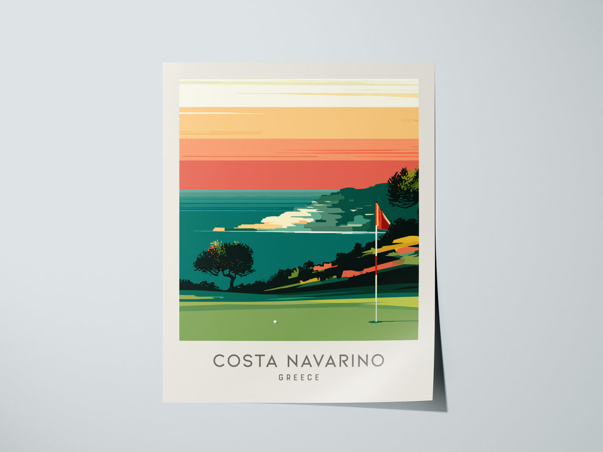 Costa Navarino Matte Border Poster | Greece Golf Course Print & Country Club Decor — giclée print detail on matte paper