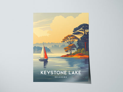 Keystone Lake, Oklahoma Poster | Lakeside Vacation Wall Art — giclée print detail on matte paper