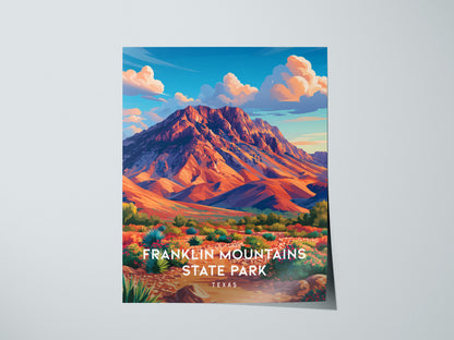 Franklin Mountains State Park, Texas Poster | Desert Peaks & Desert Sky Wall Art — giclée print detail on matte paper