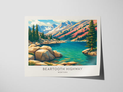 Beartooth Highway Landscape Matte Border Poster | Montana Travel Gift Framed or Unframed — giclée print detail on matte paper