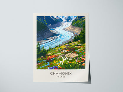 Chamonix Matte Border Poster | France Alpine Travel Wall Art — giclée print detail on matte paper