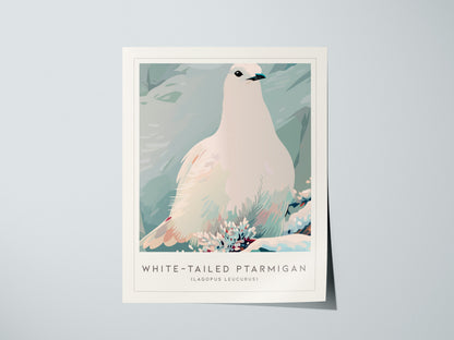 White-tailed Ptarmigan, Lagopus leucurus Poster | Alpine Bird Wall Art — giclée print detail on matte paper