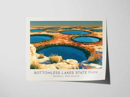 Bottomless Lakes State Park Landscape Matte Border Poster | Roswell, New Mexico Framed or Unframed Desert Oasis Print — giclé