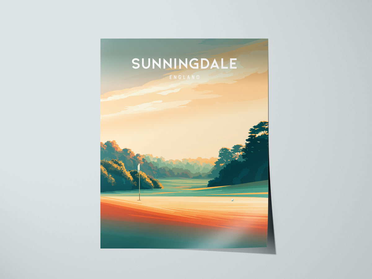 Sunningdale, England Poster | Classic Links Golfer Gift Wall Art — giclée print detail on matte paper
