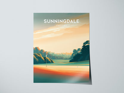 Sunningdale, England Poster | Classic Links Golfer Gift Wall Art — giclée print detail on matte paper