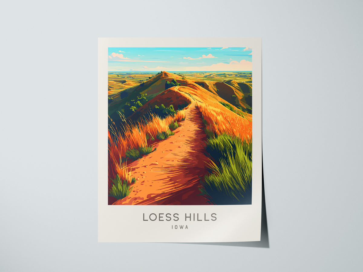 Loess Hills Matte Border Poster | Iowa Travel Wall Art — giclée print detail on matte paper