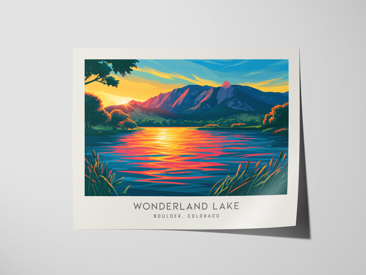 Wonderland Lake Landscape Matte Border Poster | Travel Wall Art — giclée print detail on matte paper