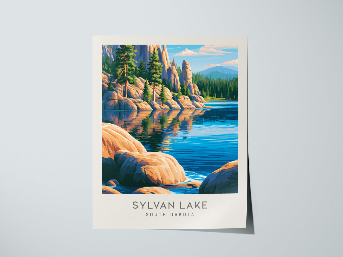 Sylvan Lake Matte Border Poster | South Dakota Destination Print Travel Wall Art — giclée print detail on matte paper