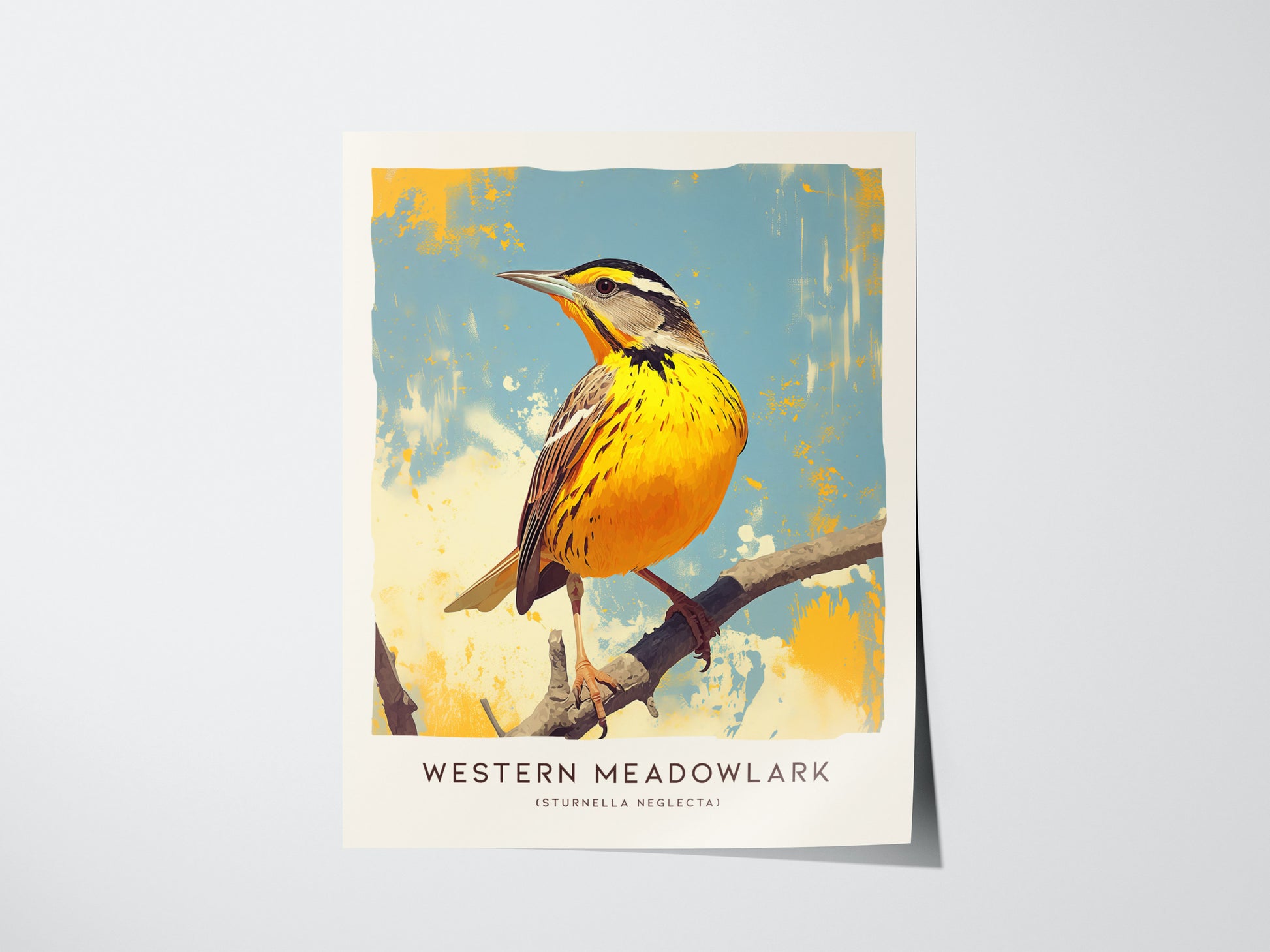 Western Meadowlark Poster | Official State Bird Prairie Songbird Art