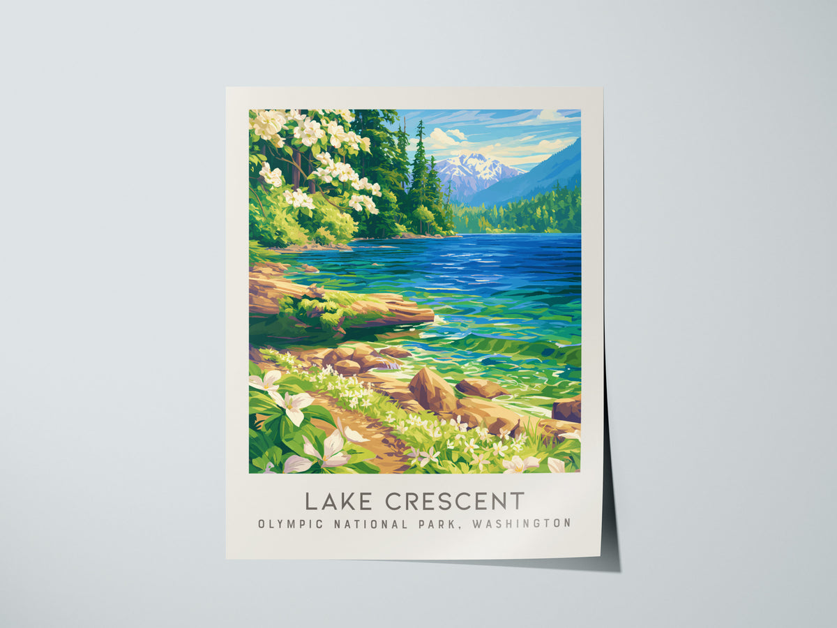 Lake Crescent Matte Border Poster | Olympic National Park, Washington Destination Print — giclée print detail on matte paper