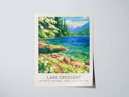 Lake Crescent Matte Border Poster | Olympic National Park, Washington Destination Print — giclée print detail on matte paper