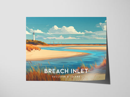 Breach Inlet Landscape Poster | Sullivan's Island Tropical Beach Print Wall Art — giclée print detail on matte paper