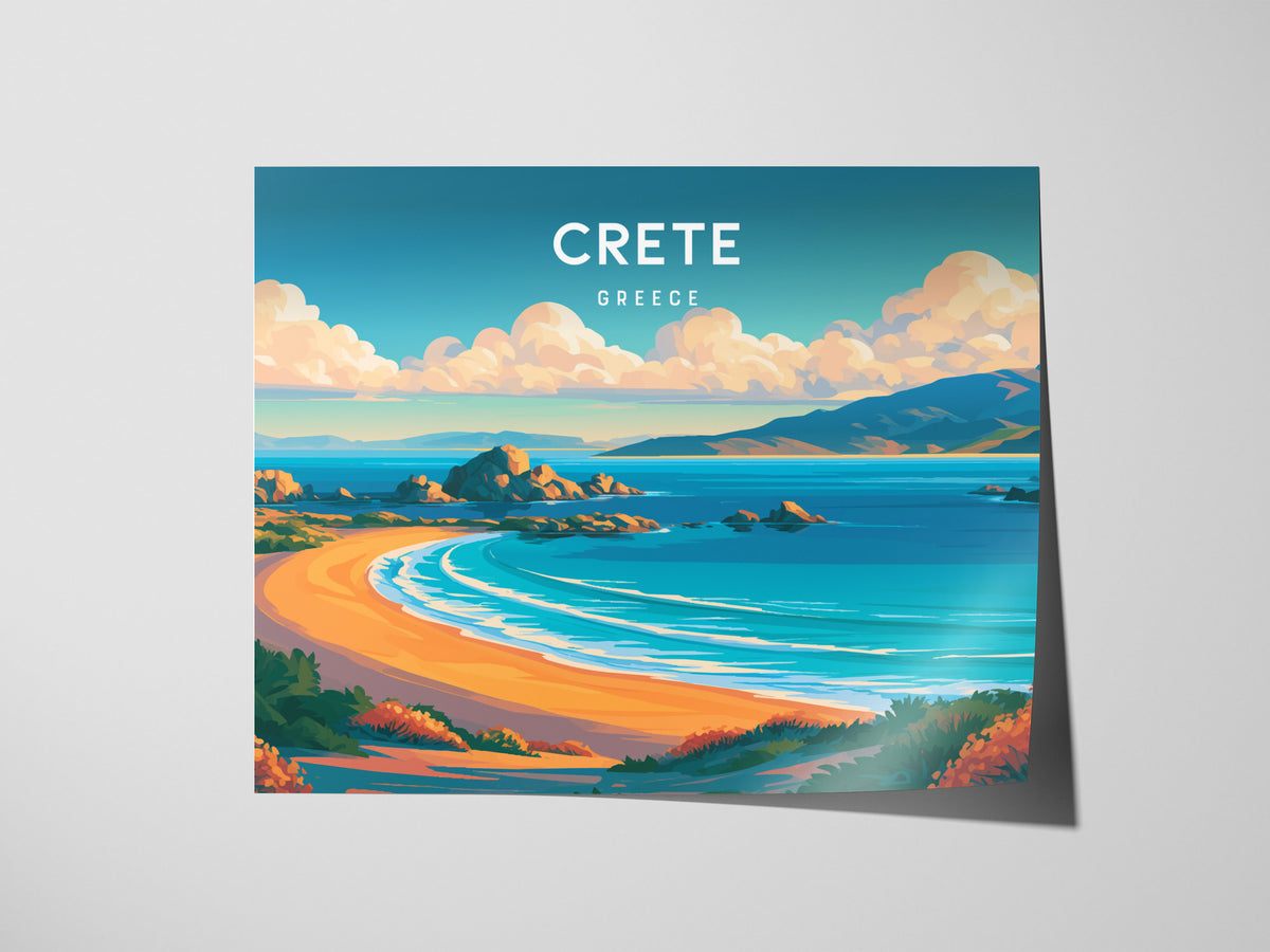 Crete Landscape Poster | Greece Beach House Decor Framed or Unframed Wall Art — giclée print detail on matte paper