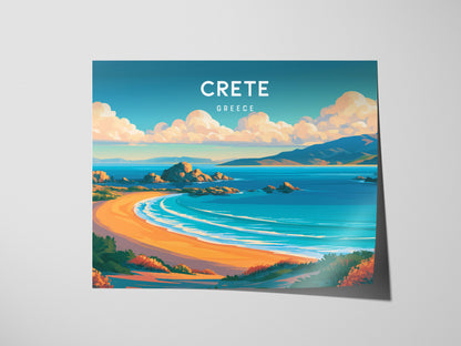 Crete Landscape Poster | Greece Beach House Decor Framed or Unframed Wall Art — giclée print detail on matte paper