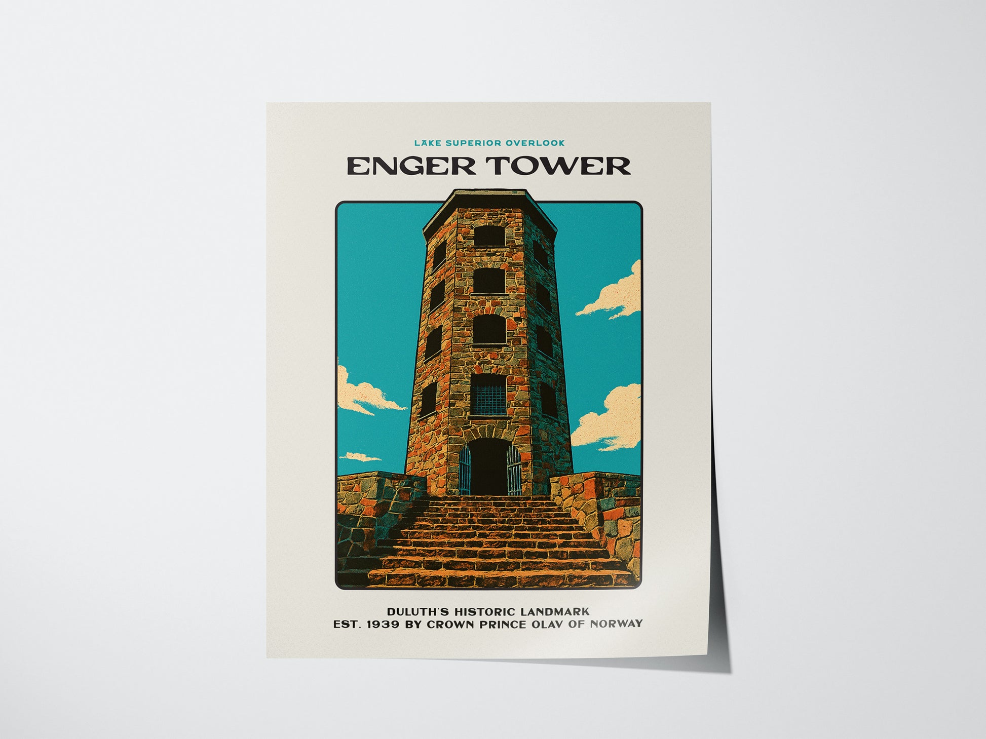 Enger Tower Block Print | Duluth Minnesota Vintage Wall Art