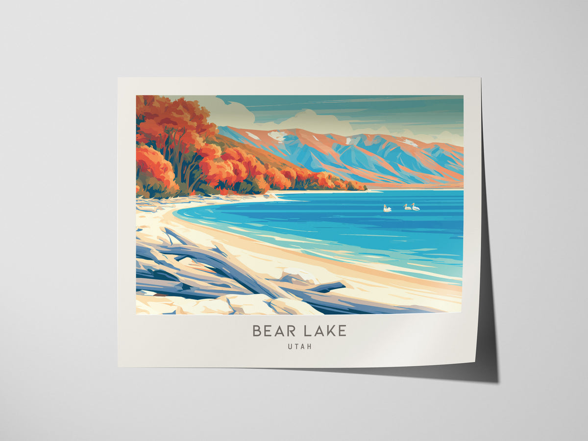 Bear Lake Landscape Matte Border Poster | Utah Destination Print Vacation Wall Art — giclée print detail on matte paper