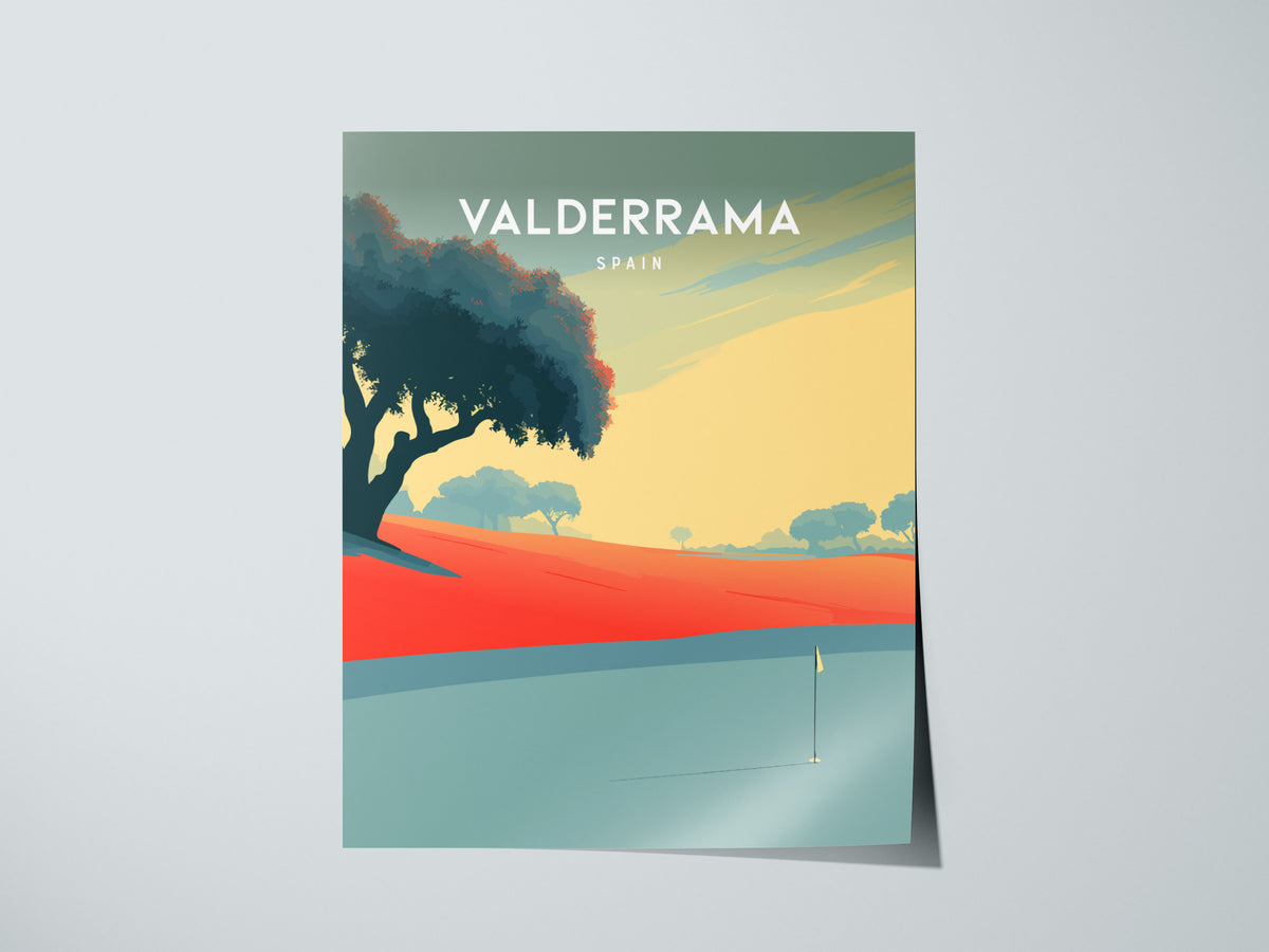 Valderrama, Spain Poster | Sunlit Fairways & Clubhouse Golf Wall Art — giclée print detail on matte paper