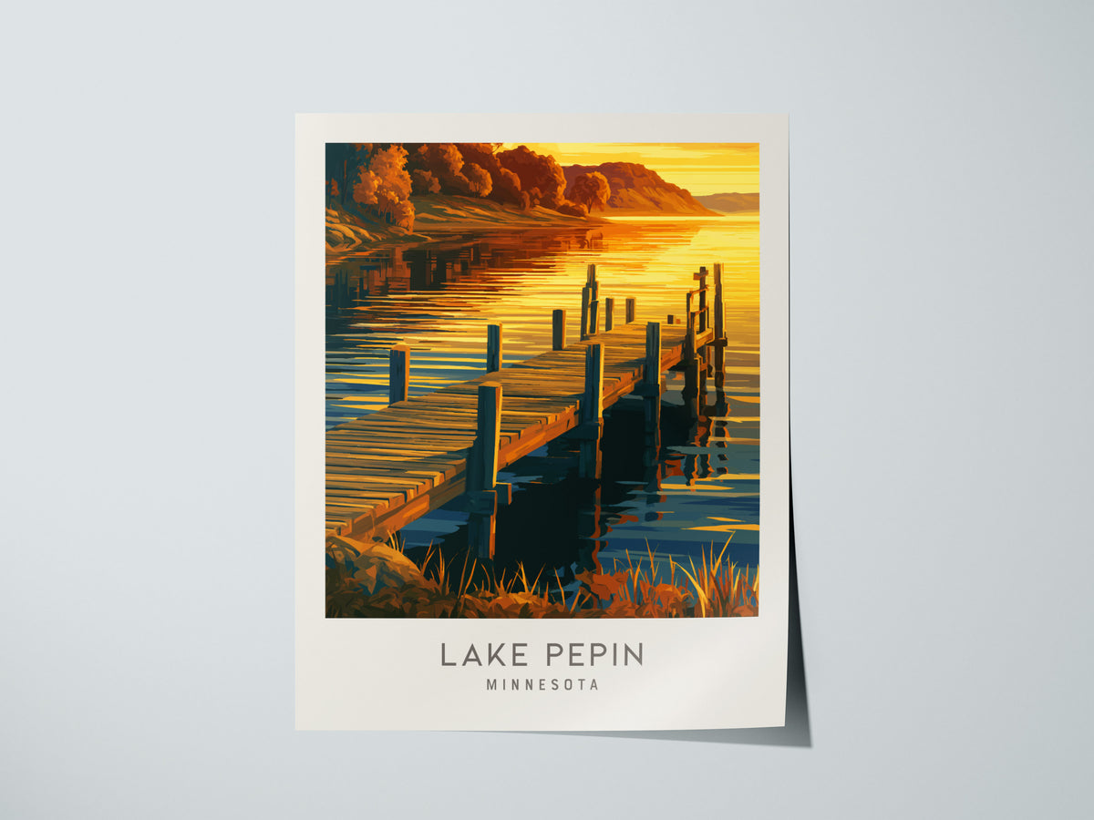 Lake Pepin Matte Border Poster | Minnesota Destination Print Framed or Unframed — giclée print detail on matte paper