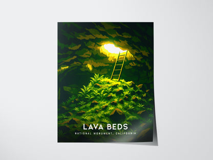 Lava Beds National Monument Poster | California Lava Tube Cave Wall Art