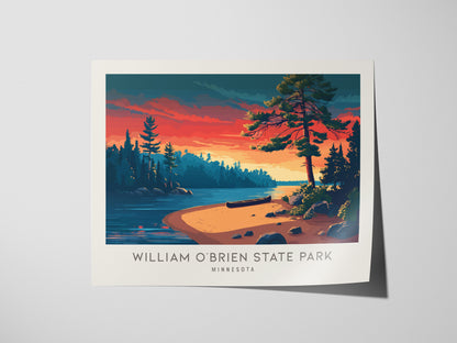 William O'Brien State Park Landscape Matte Border Poster | Minnesota Vacation Wall Art — giclée print detail on matte paper