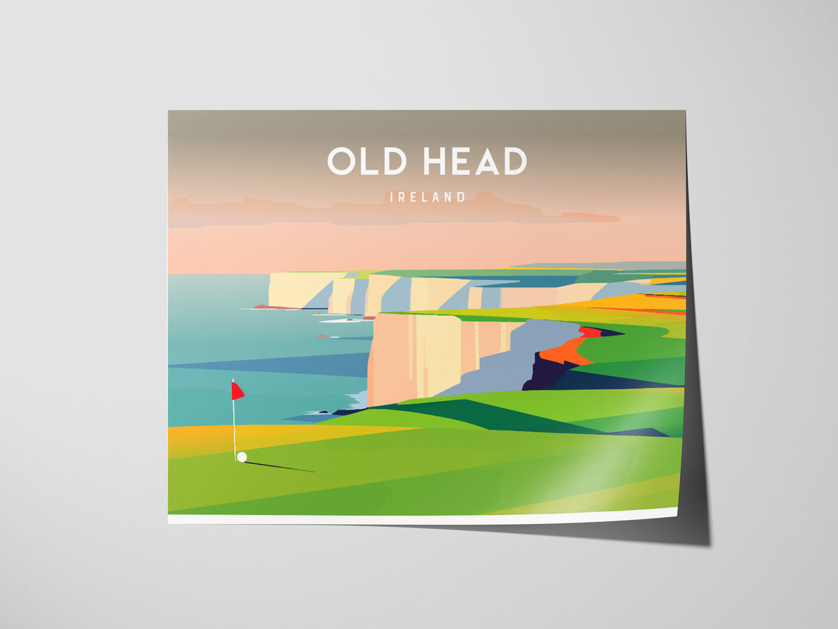 Old Head Landscape Poster | Ireland Links Poster & Framed or Unframed Golf Wall Art — giclée print detail on matte paper