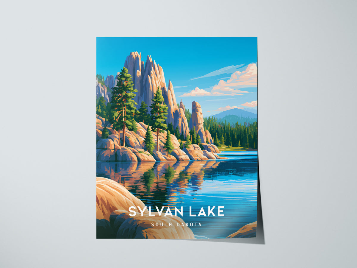 Sylvan Lake, South Dakota Poster | Custer State Park Framed or Unframed Wall Art — giclée print detail on matte paper