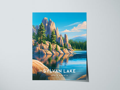 Sylvan Lake, South Dakota Poster | Custer State Park Framed or Unframed Wall Art — giclée print detail on matte paper