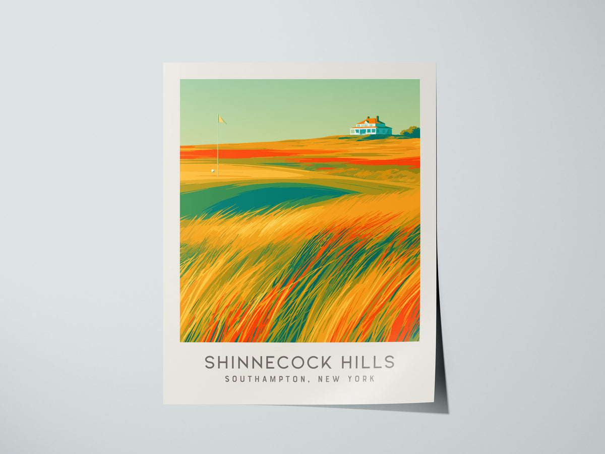 Shinnecock Hills Matte Border Poster | Southampton, New York Golf Wall Art & Country Club Decor — giclée print detail on matt