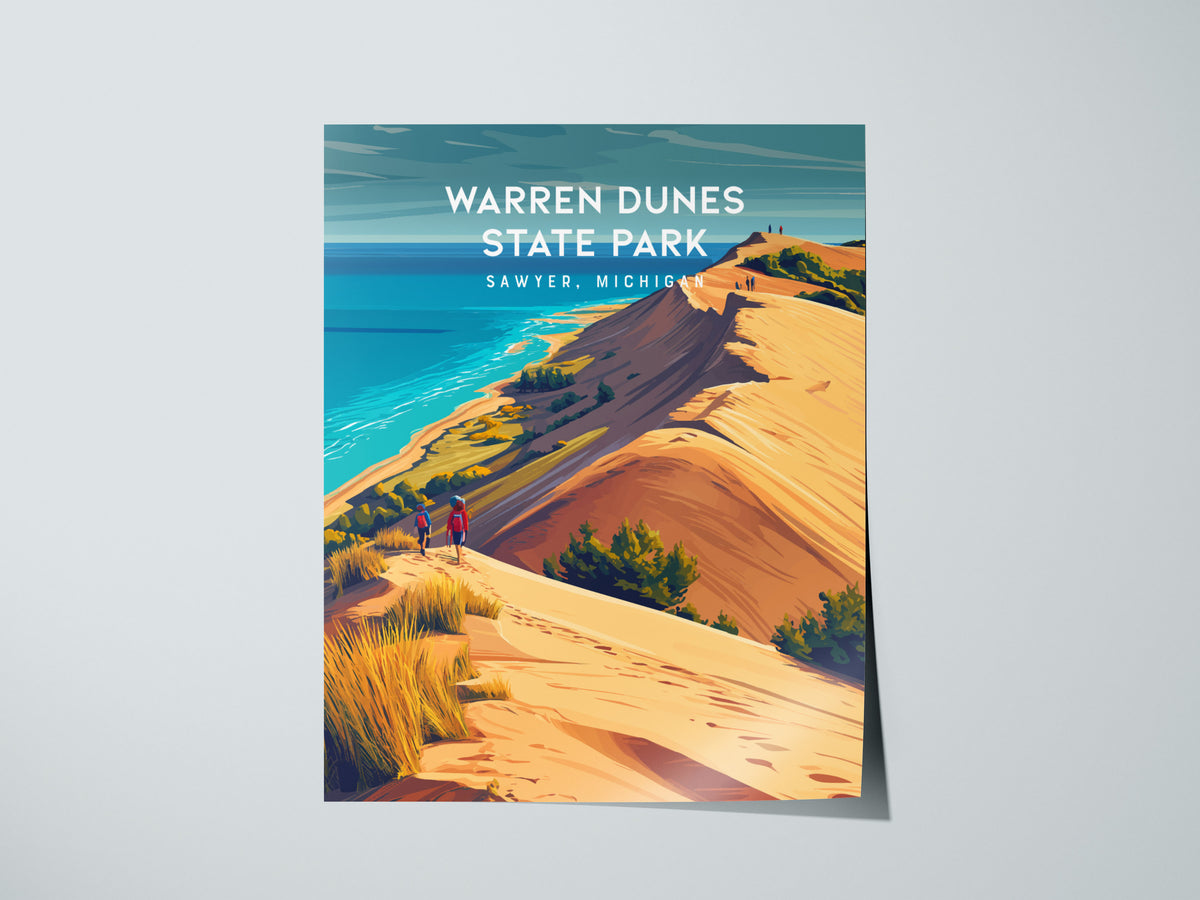 Warren Dunes State Park, Sawyer, Michigan Poster | Coastal Beach Decor Wall Art — giclée print detail on matte paper