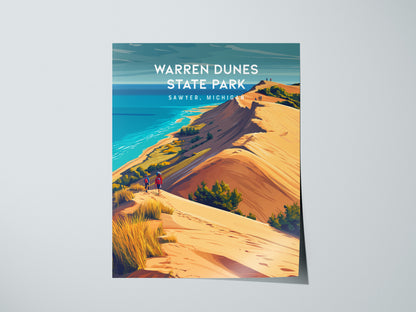 Warren Dunes State Park, Sawyer, Michigan Poster | Coastal Beach Decor Wall Art — giclée print detail on matte paper