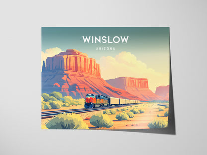 Winslow, Arizona Landscape Poster | Standin' on the Corner Travel Gift Wall Art — giclée print detail on matte paper