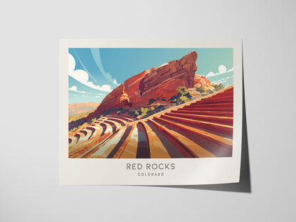 Red Rocks Landscape Matte Border Poster | Colorado Travel Wall Art — giclée print detail on matte paper