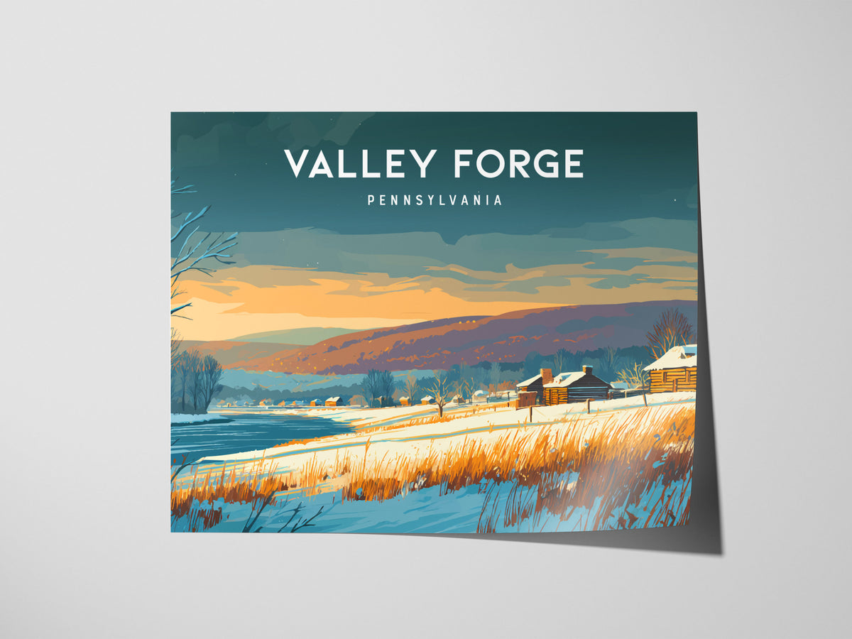 Valley Forge, Pennsylvania Landscape Poster | Revolutionary War Park Vacation Wall Art — giclée print detail on matte paper