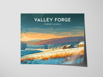 Valley Forge, Pennsylvania Landscape Poster | Revolutionary War Park Vacation Wall Art — giclée print detail on matte paper