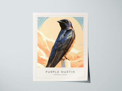 Purple Martin Poster | Graceful Songbird in Golden Light Wall Art — giclée print detail on matte paper