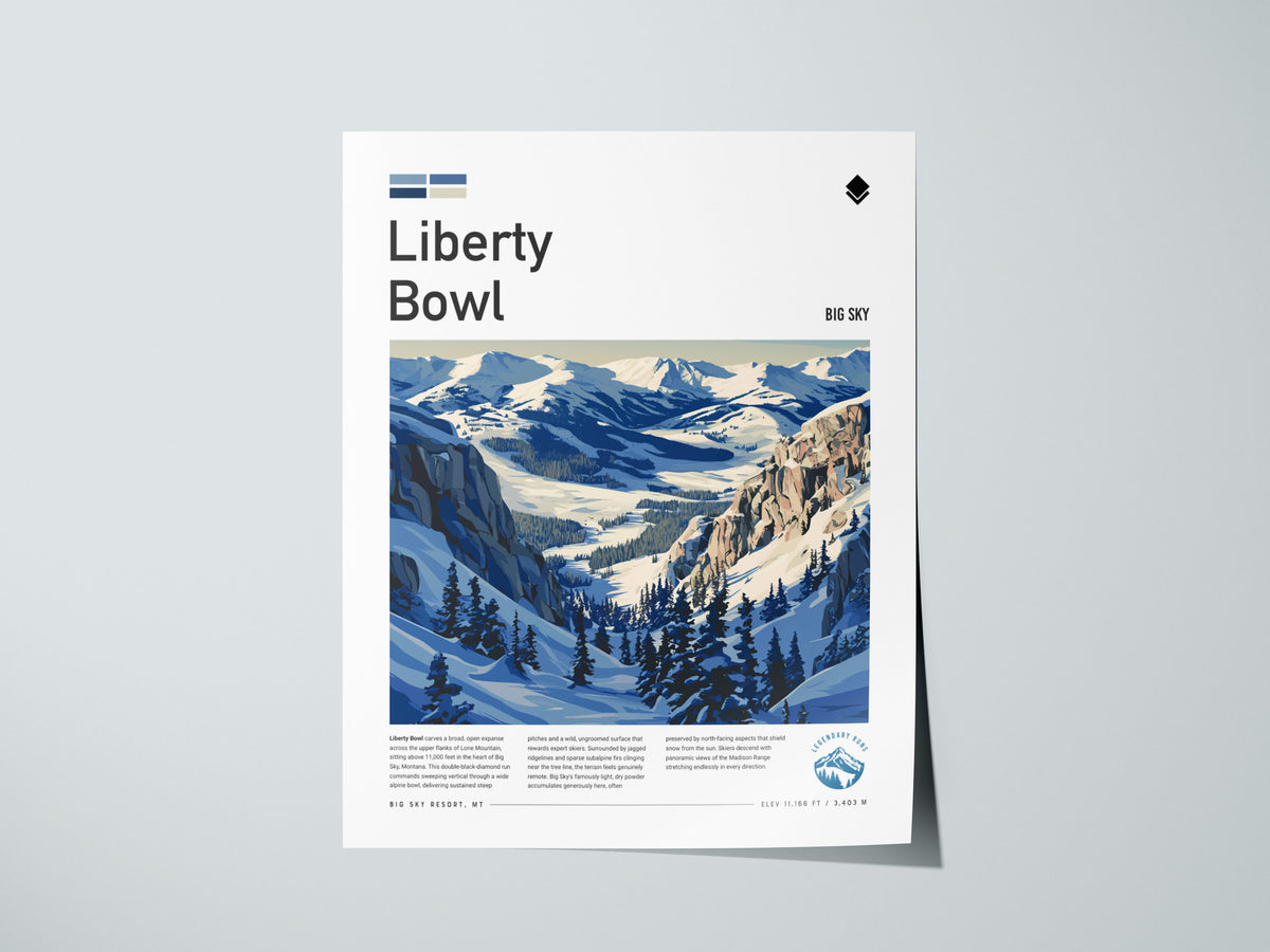 Liberty Bowl, Big Sky Poster | Alpine Print Ski Lodge Decor Wall Art — giclée print detail on matte paper