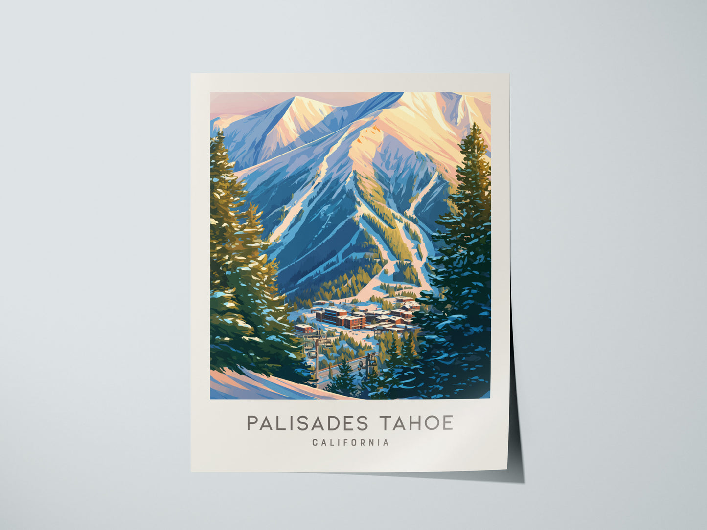 Palisades Tahoe Matte Border Poster | California Destination Print Travel Wall Art — giclée print detail on matte paper